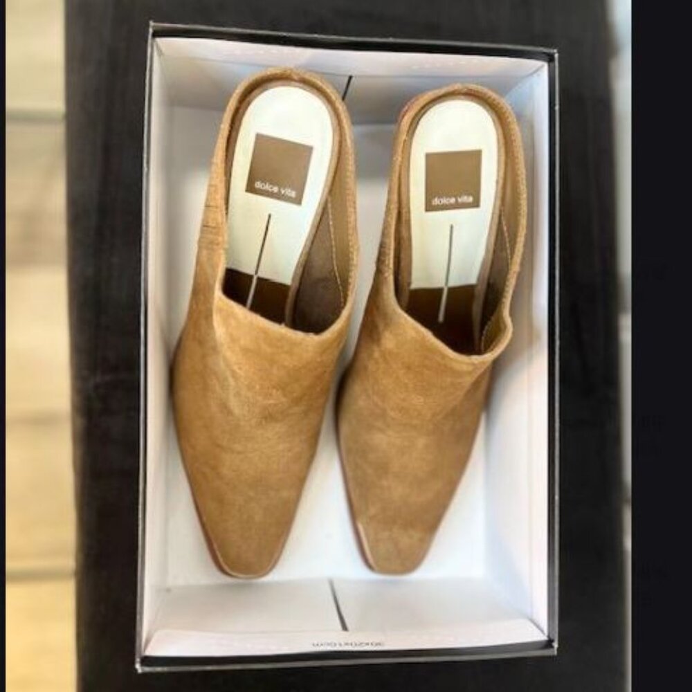 Dolce Vita Western Suede Heeled Mules in Brown from Anthropologie - Size 9 - NWT - Picture 7 of 13